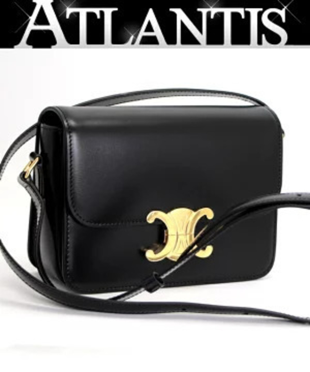 Celine Teen Triomphe Shoulder Bag Black Leather